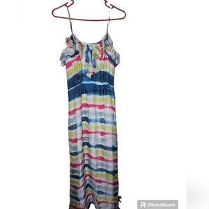Shoshanna women's 100% silk  pink,yellow,blue,white  maxi dress size 6